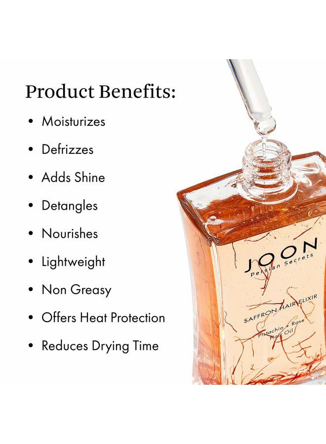 Joon إكسير شعر الزعفران بالفستق + زيت الورد، 1.11 أونصة سائلة. - Image 2